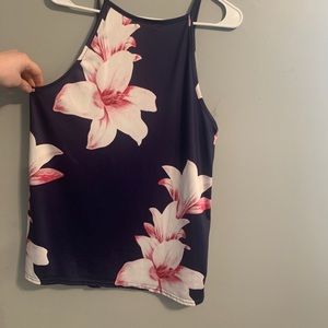 Dark blue floral tank top